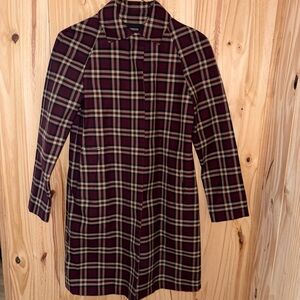 Express Burgundy and Beige Plaid Button-Up Shirt